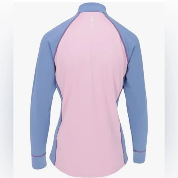 Ralph Lauren RLX Golf Power Stretch Long Sleeve Top, Pink Sand/Channel Blue - Picture 2 of 11